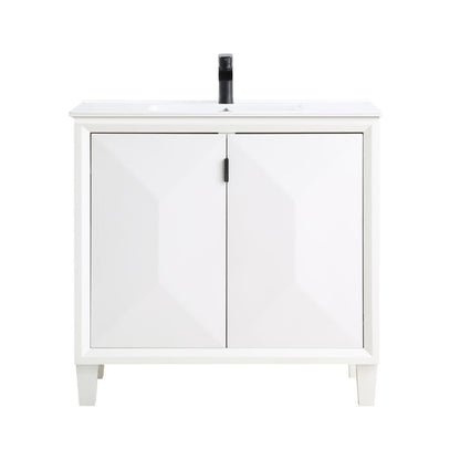 Manhattan Comfort Hyde 36" Bathroom Vanity Sink In White