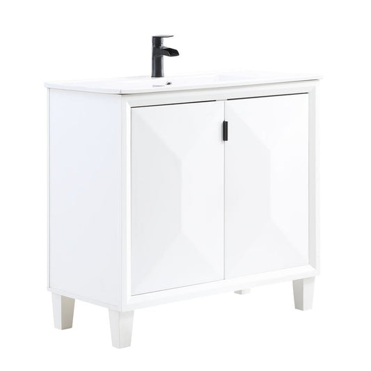 Manhattan Comfort Hyde 36" Bathroom Vanity Sink In White