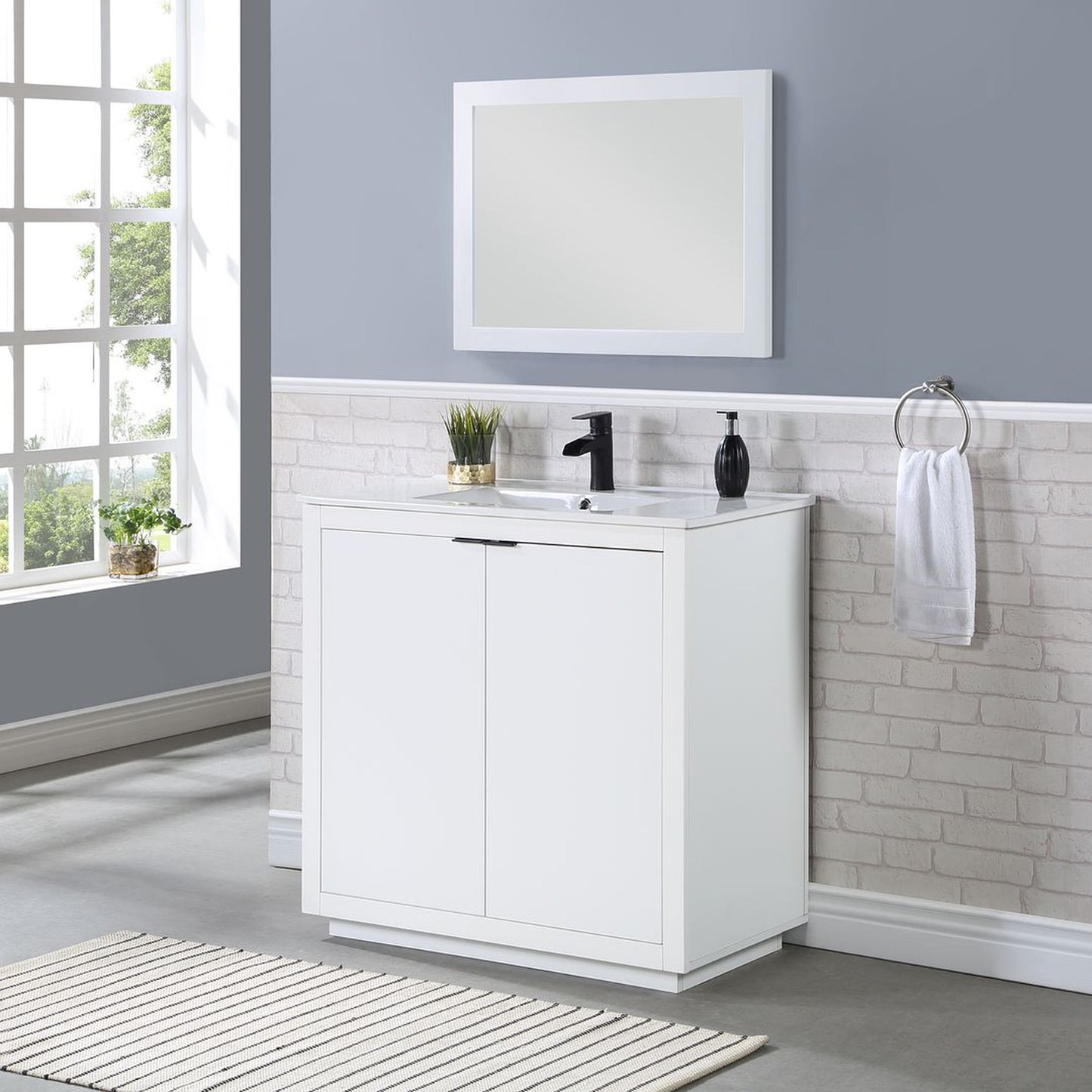 Manhattan Comfort Malverne 36" Bathroom Vanity Sink In White