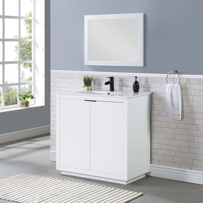 Manhattan Comfort Malverne 36" Bathroom Vanity Sink In White