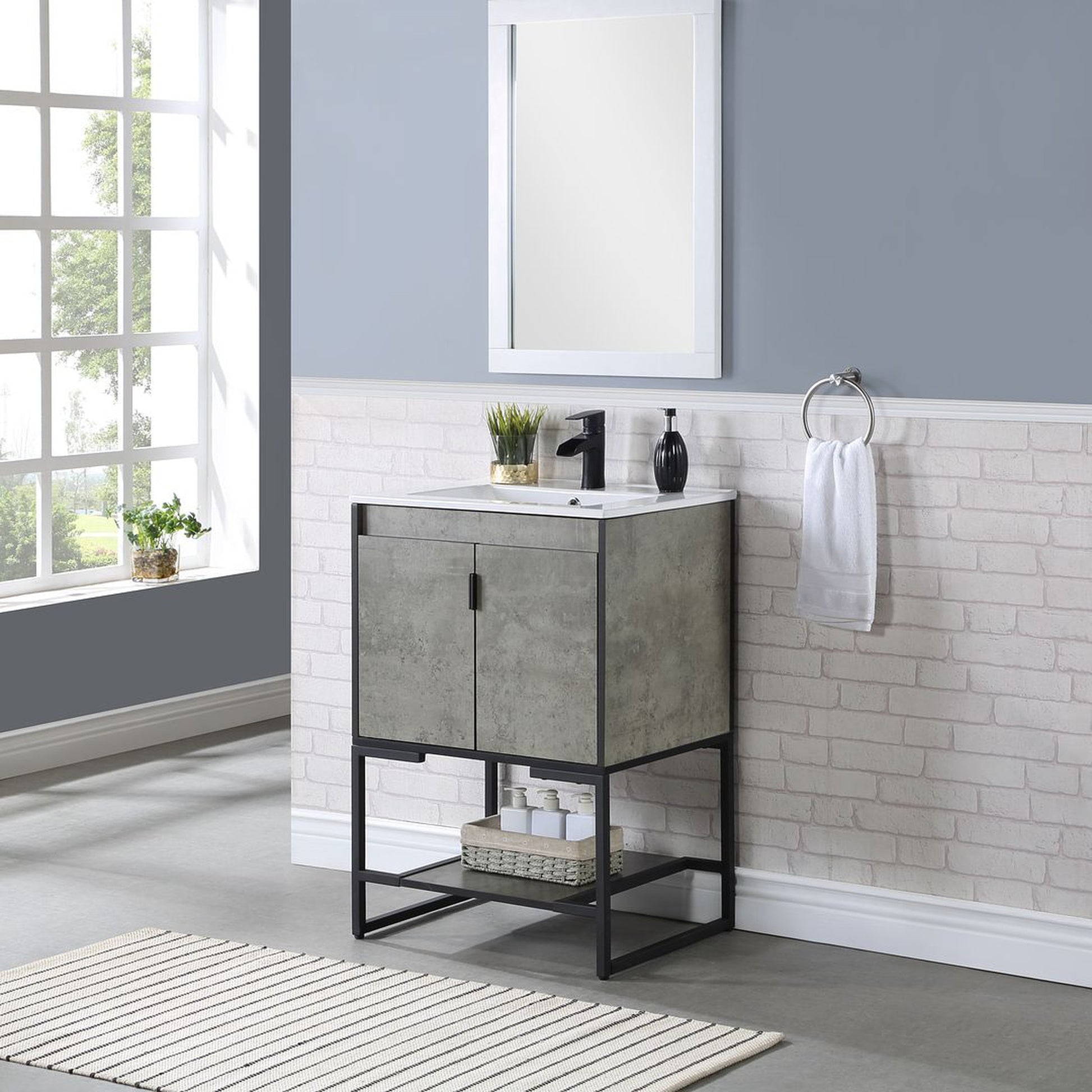 Manhattan Comfort Scarsdale 24" Bathroom Vanity Sink In Gray