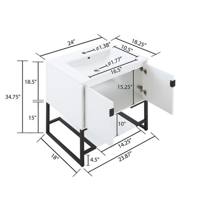 Manhattan Comfort Scarsdale 24" Bathroom Vanity Sink In White