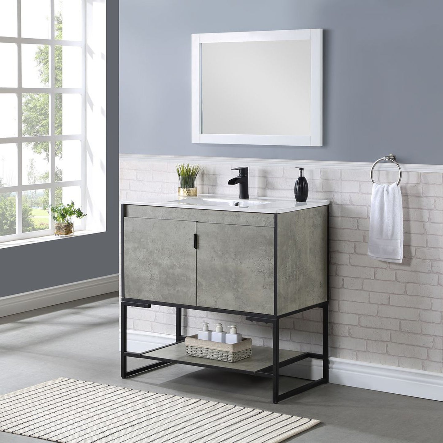 Manhattan Comfort Scarsdale 36" Bathroom Vanity Sink In Gray