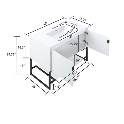 Manhattan Comfort Scarsdale 36" Bathroom Vanity Sink In White