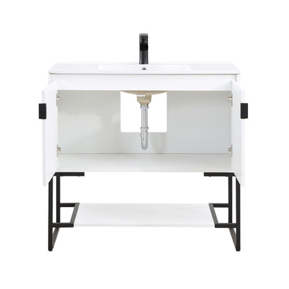 Manhattan Comfort Scarsdale 36" Bathroom Vanity Sink In White