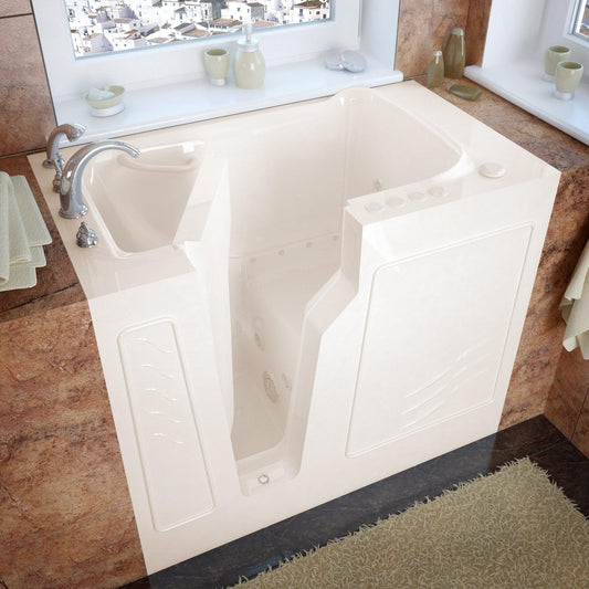 MediTub Walk-In 26" x 46" Left Drain Biscuit Whirlpool & Air Jetted Walk-In Bathtub