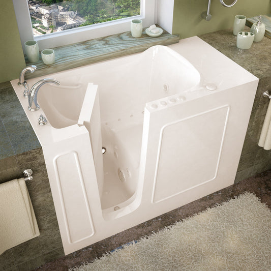 MediTub Walk-In 26" x 53" Left Drain Biscuit Whirlpool & Air Jetted Walk-In Bathtub