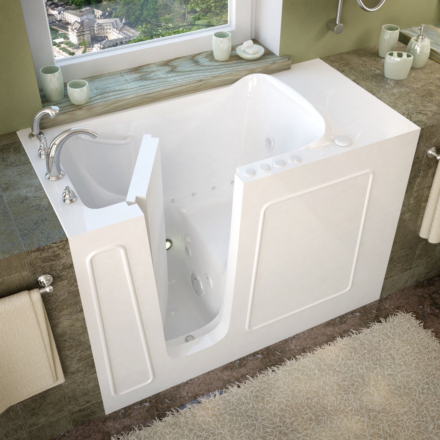 MediTub Walk-In 26" x 53" Left Drain White Whirlpool & Air Jetted Walk-In Bathtub