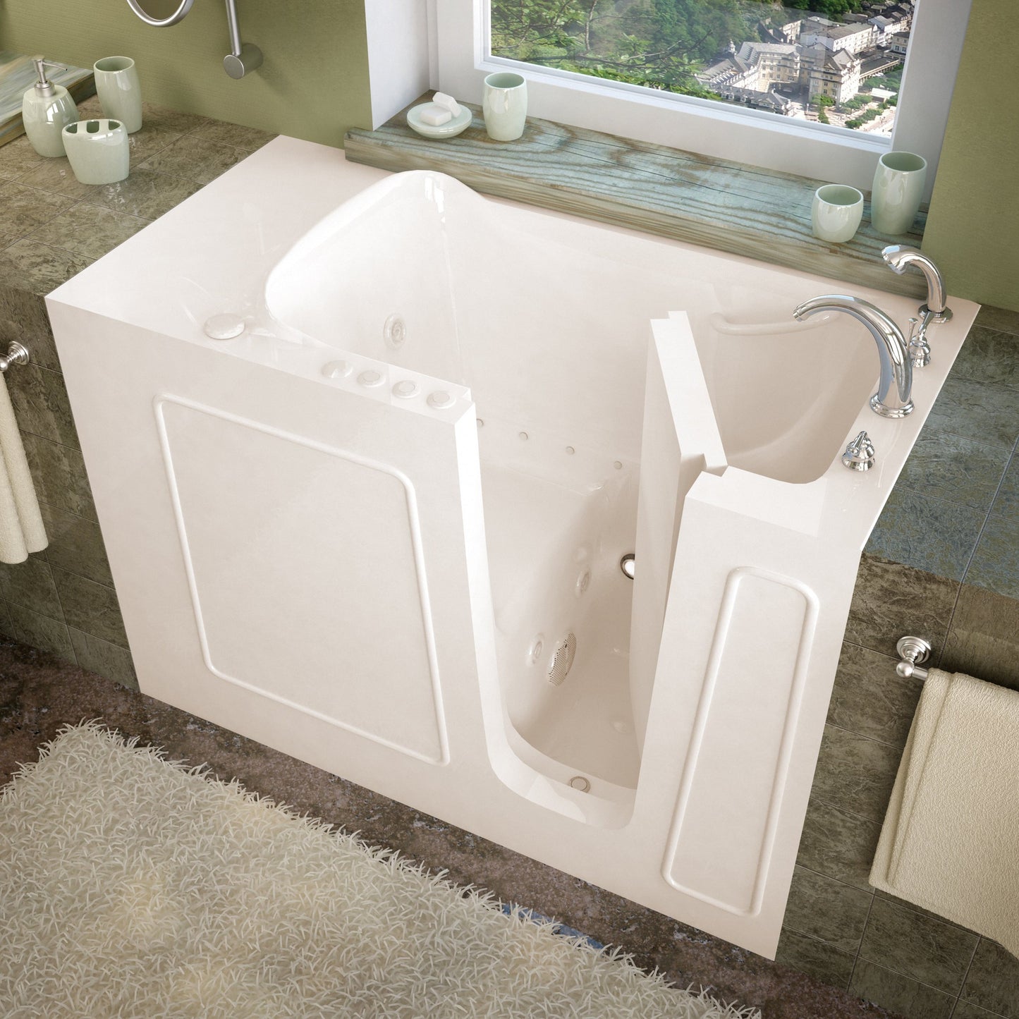 MediTub Walk-In 26" x 53" Right Drain Biscuit Whirlpool & Air Jetted Walk-In Bathtub