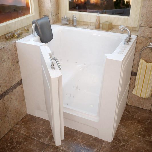 MediTub Walk-In 27" x 39" Right Drain White Whirlpool & Air Jetted Walk-In Bathtub