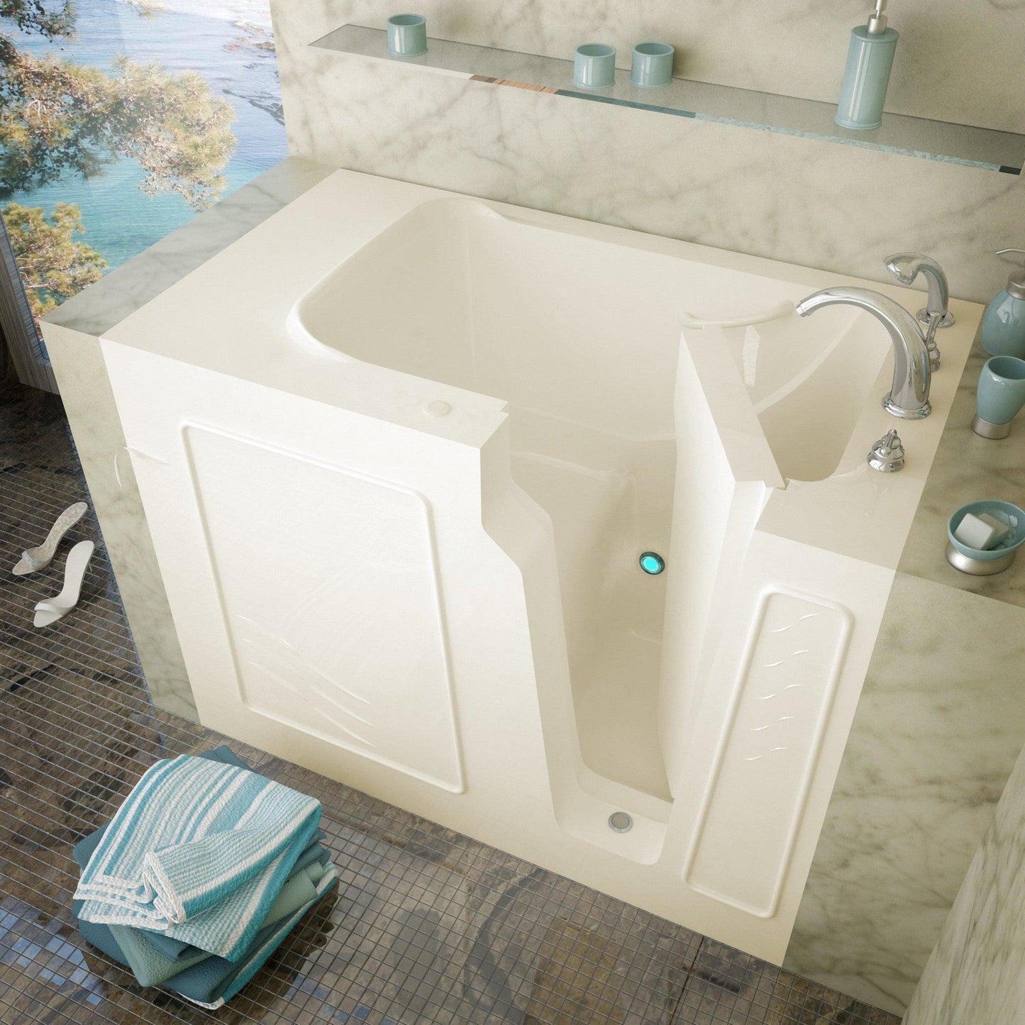 MediTub Walk-In 29" x 52" Left Drain Biscuit Soaking Walk-In Bathtub