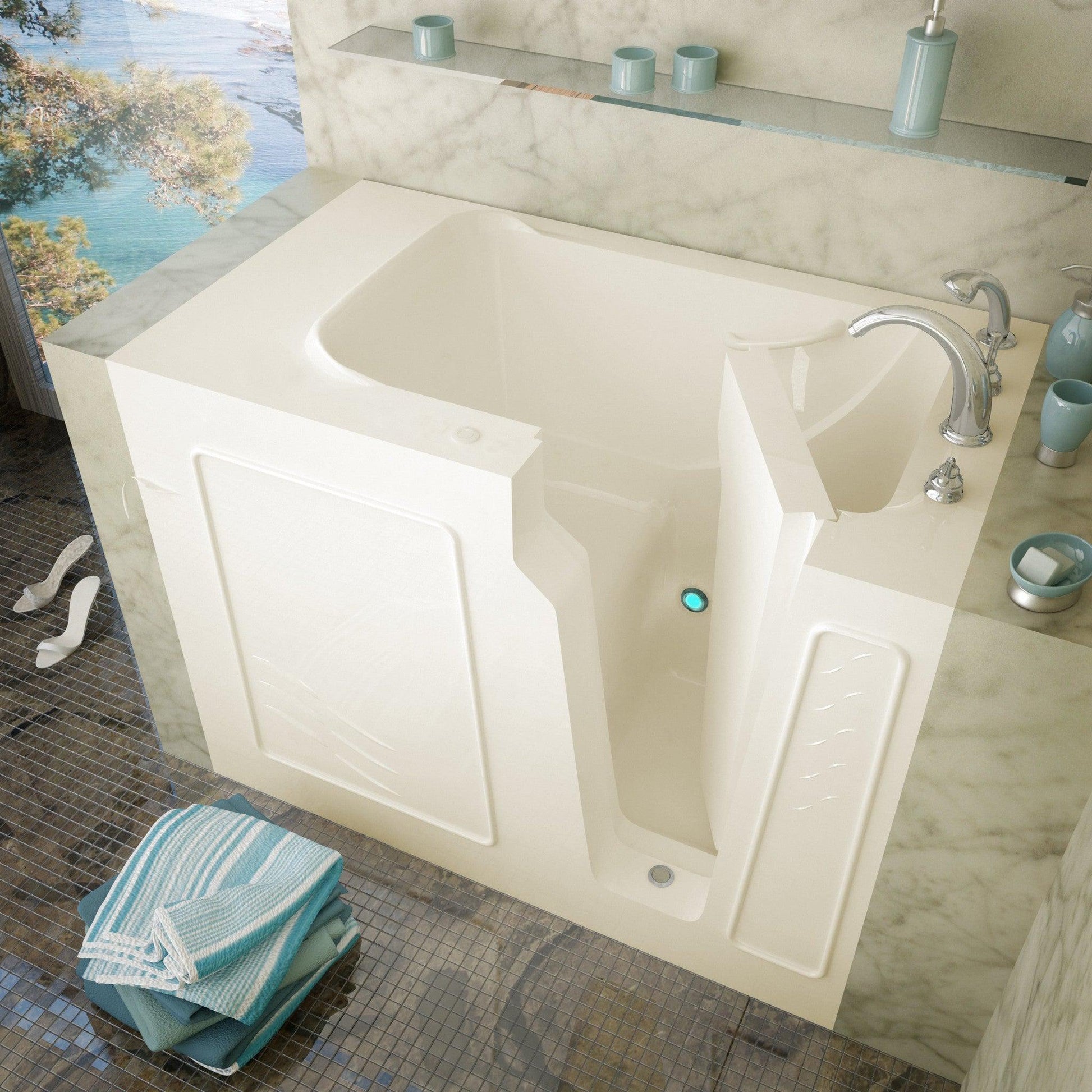 MediTub Walk-In 29" x 52" Left Drain Biscuit Soaking Walk-In Bathtub