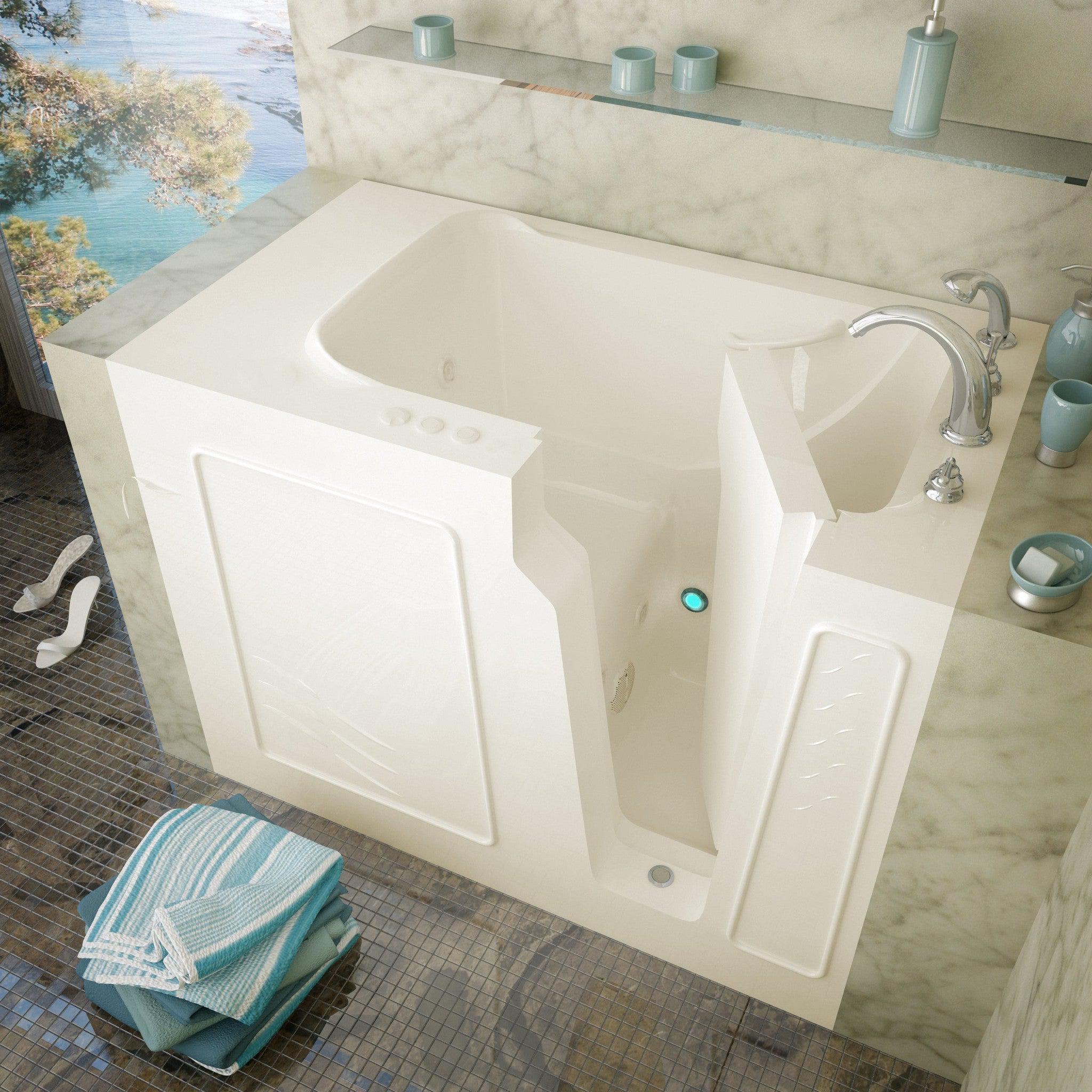 MediTub Walk-In 29" x 52" Right Drain Biscuit Whirlpool Jetted Walk-In ...