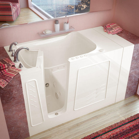 MediTub Walk-In 30" x 53" Left Drain Biscuit Whirlpool & Air Jetted Walk-In Bathtub