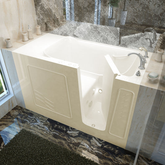 MediTub Walk-In 30" x 60" Right Drain Biscuit Whirlpool Jetted Walk-In Bathtub