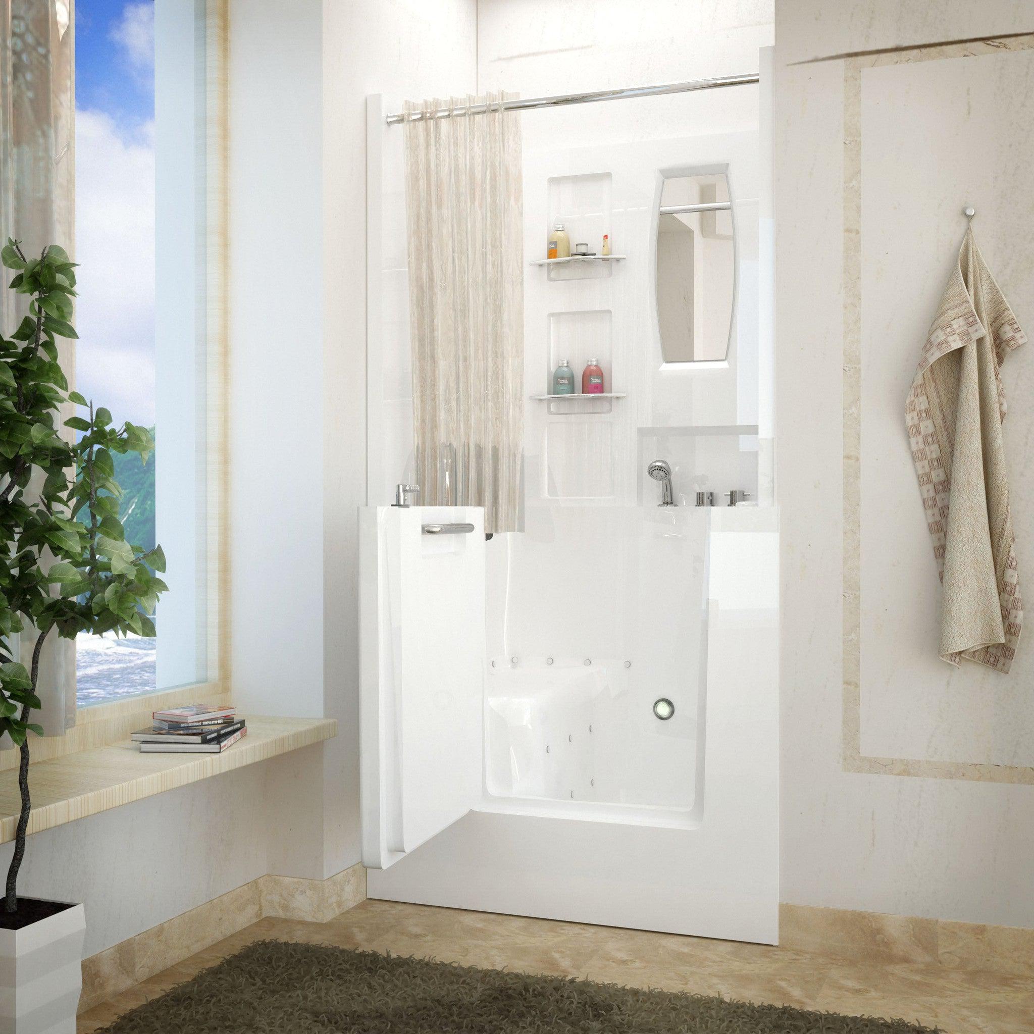 MediTub Walk-In 31" x 40" Right Drain White Air Jetted Walk-In Bathtub ...