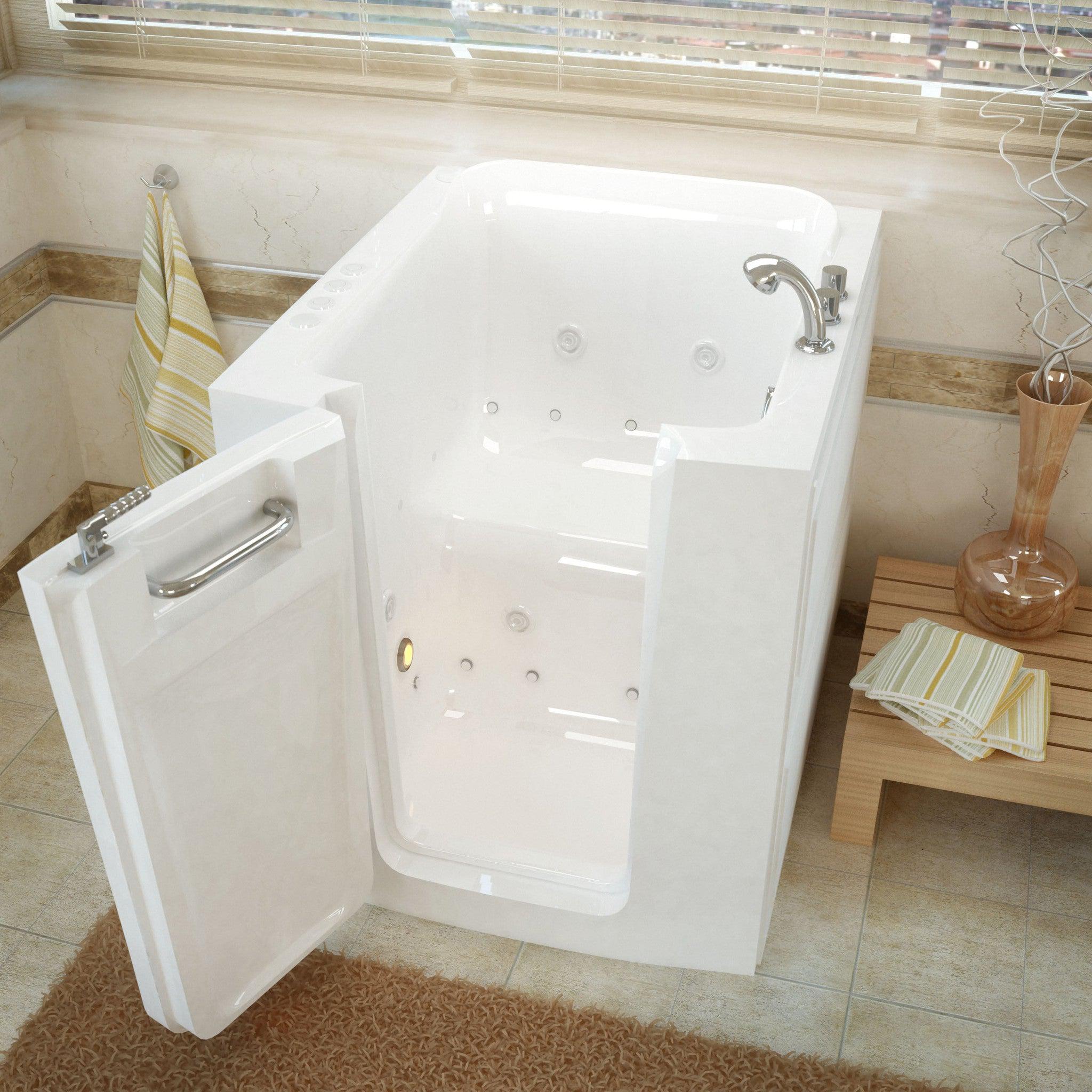 MediTub Walk-In 32" x 38" Left Door White Whirlpool & Air Jetted Walk