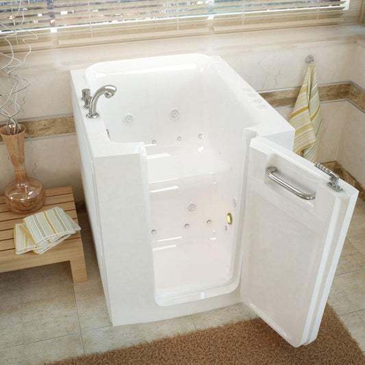 MediTub Walk-In 32" x 38" Right Door White Whirlpool & Air Jetted Walk-In Bathtub