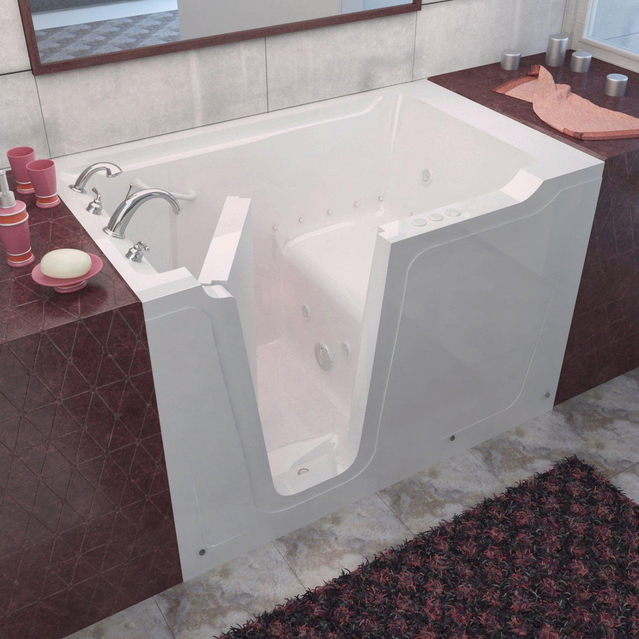 MediTub Walk-In 36" x 60" Left Drain White Whirlpool & Air Jetted Walk