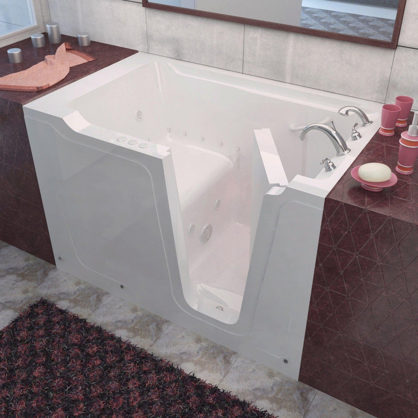 MediTub Walk-In 36" x 60" Right Drain White Whirlpool & Air Jetted Walk-In Bathtub