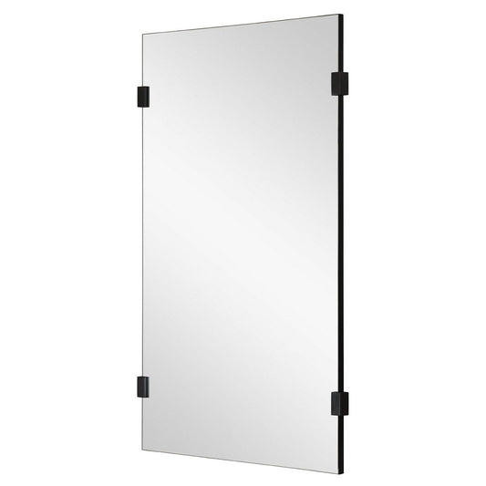 Mirror Home 24" x 40"Rectangle bathroom mirror with hand cut and black nickel details.