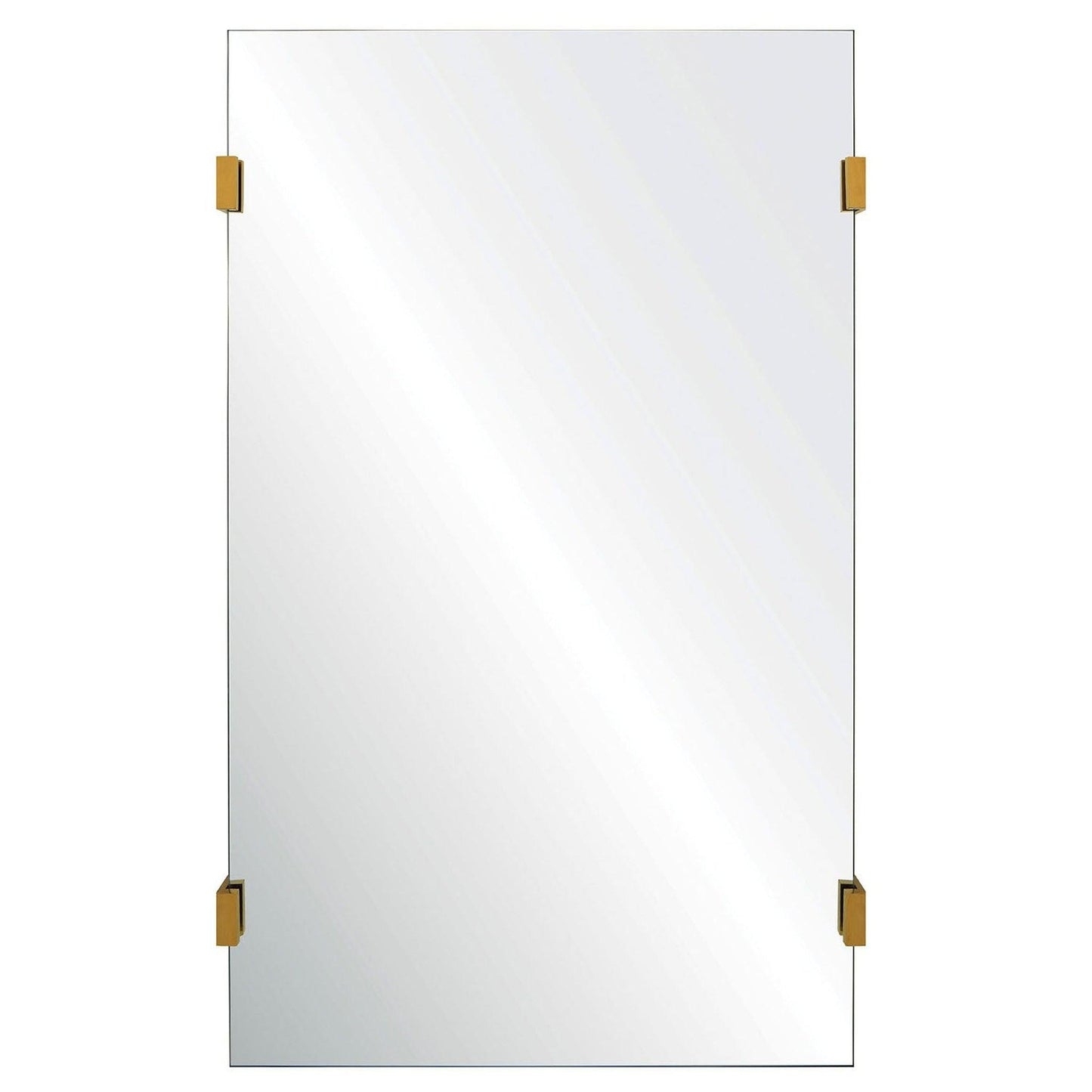 Mirror Home 24" x 40"Rectangle bathroom mirror with hand cut and polished burnished brass details.