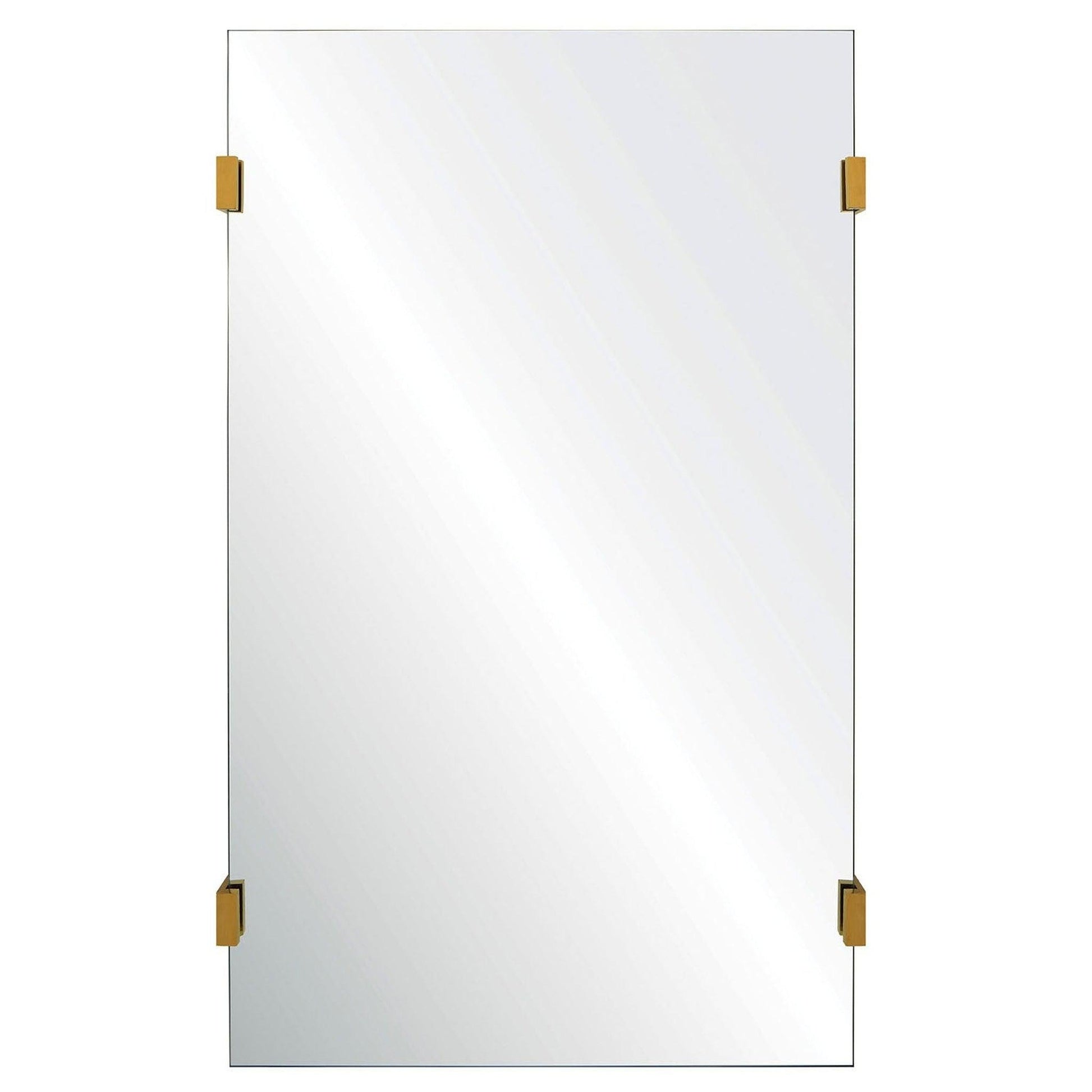 Mirror Home 24" x 40"Rectangle bathroom mirror with hand cut and polished burnished brass details.