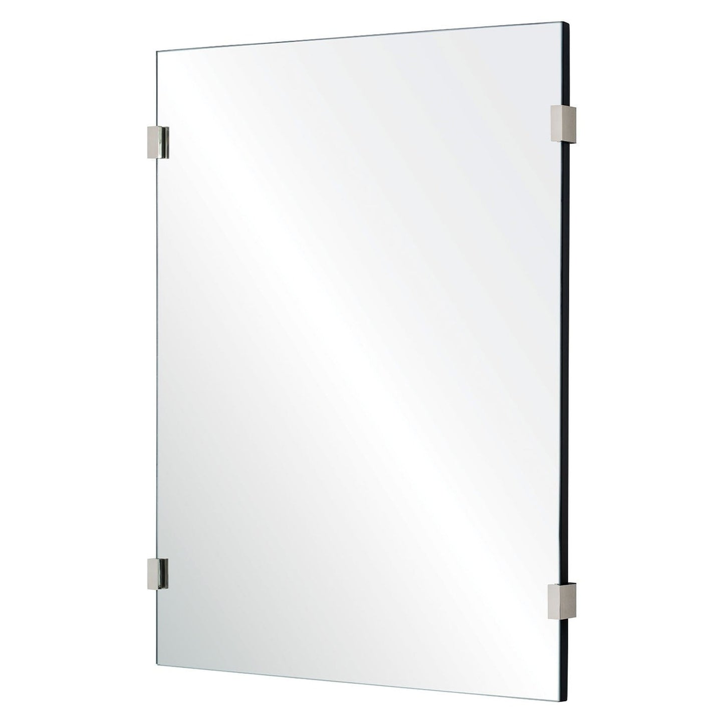 Mirror Home 24" x 40"Rectangle bathroom mirror with hand cut and polished stainless steel details.