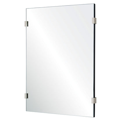Mirror Home 24" x 40"Rectangle bathroom mirror with hand cut and polished stainless steel details.