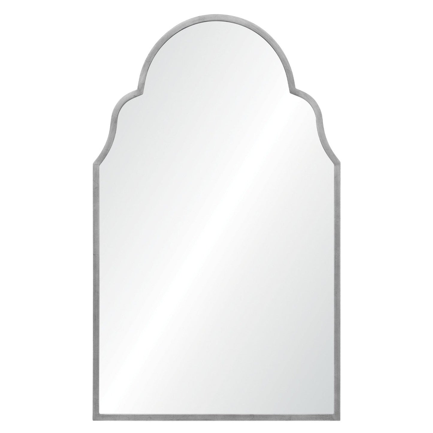 Mirror Home 32" x 52" Hand welded iron arc bathroom mirror finished in antiqued silver leaf.