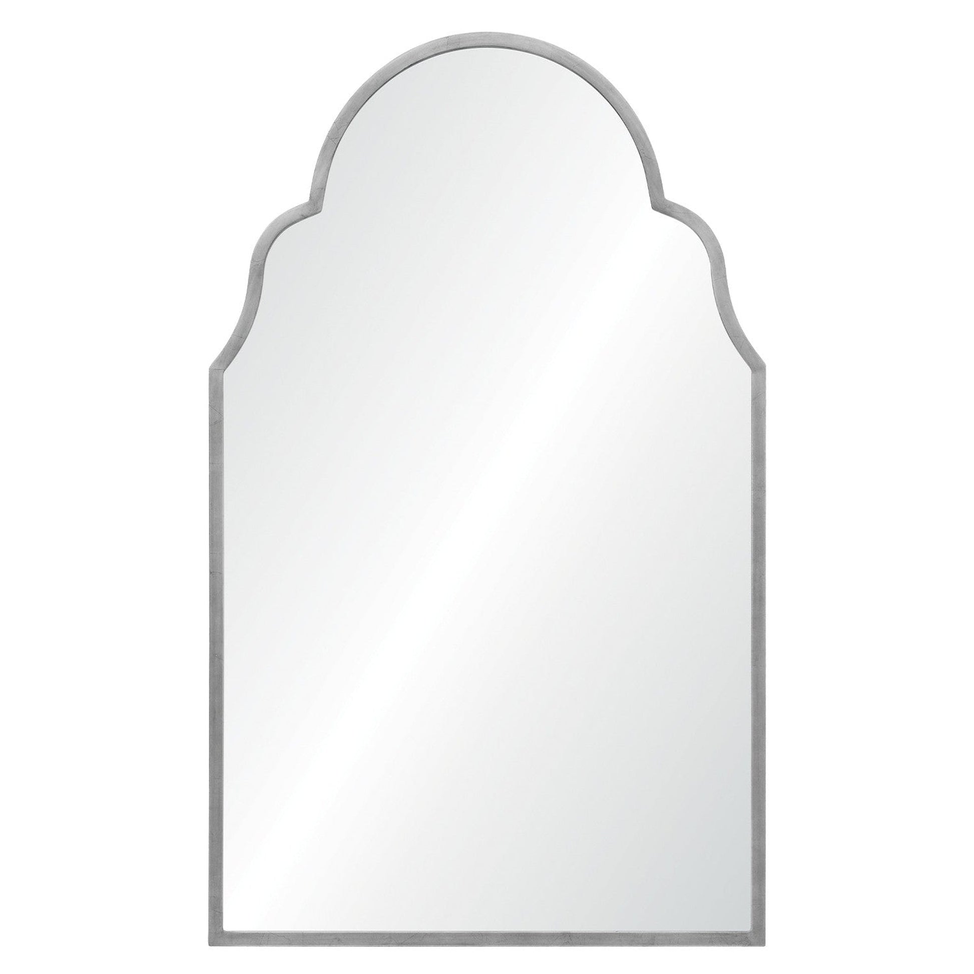 Mirror Home 32" x 52" Hand welded iron arc bathroom mirror finished in antiqued silver leaf.