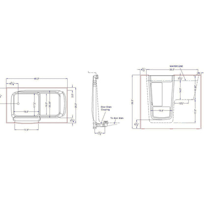 Mobility Bathworks 26"W x 46"L x 38"H Walk-In Left Hand Soaker Tub