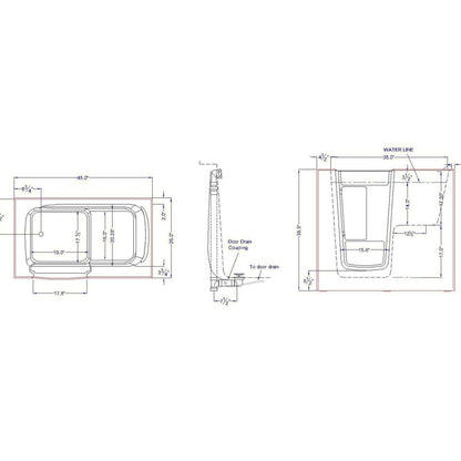 Mobility Bathworks 26"W x 46"L x 38"H Walk-In Left Hand Water Jetted Tub