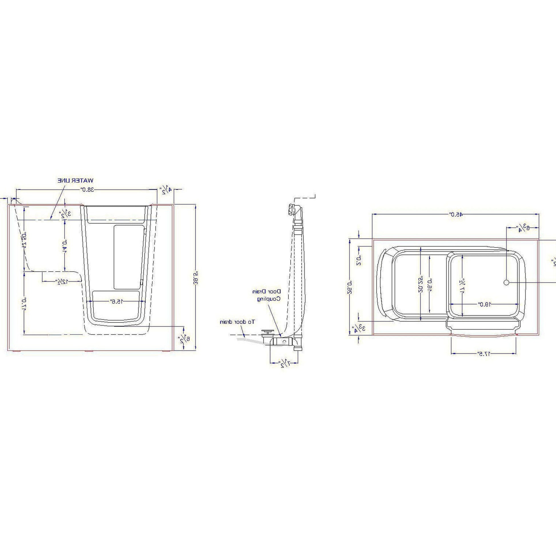 Mobility Bathworks 26"W x 46"L x 38"H Walk-In Right Hand Water Jetted Tub