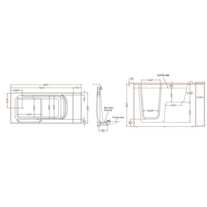 Mobility Bathworks 26"W x 53"L x 36"H Walk-In Left Hand Dual Jetted Tub - White