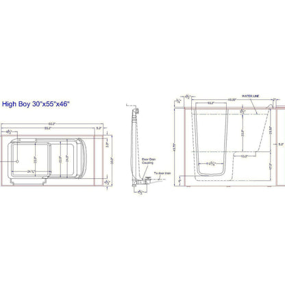 Mobility Bathworks 30"W x 55"L x 46"H Walk-In Left Hand Air Jetted Tub