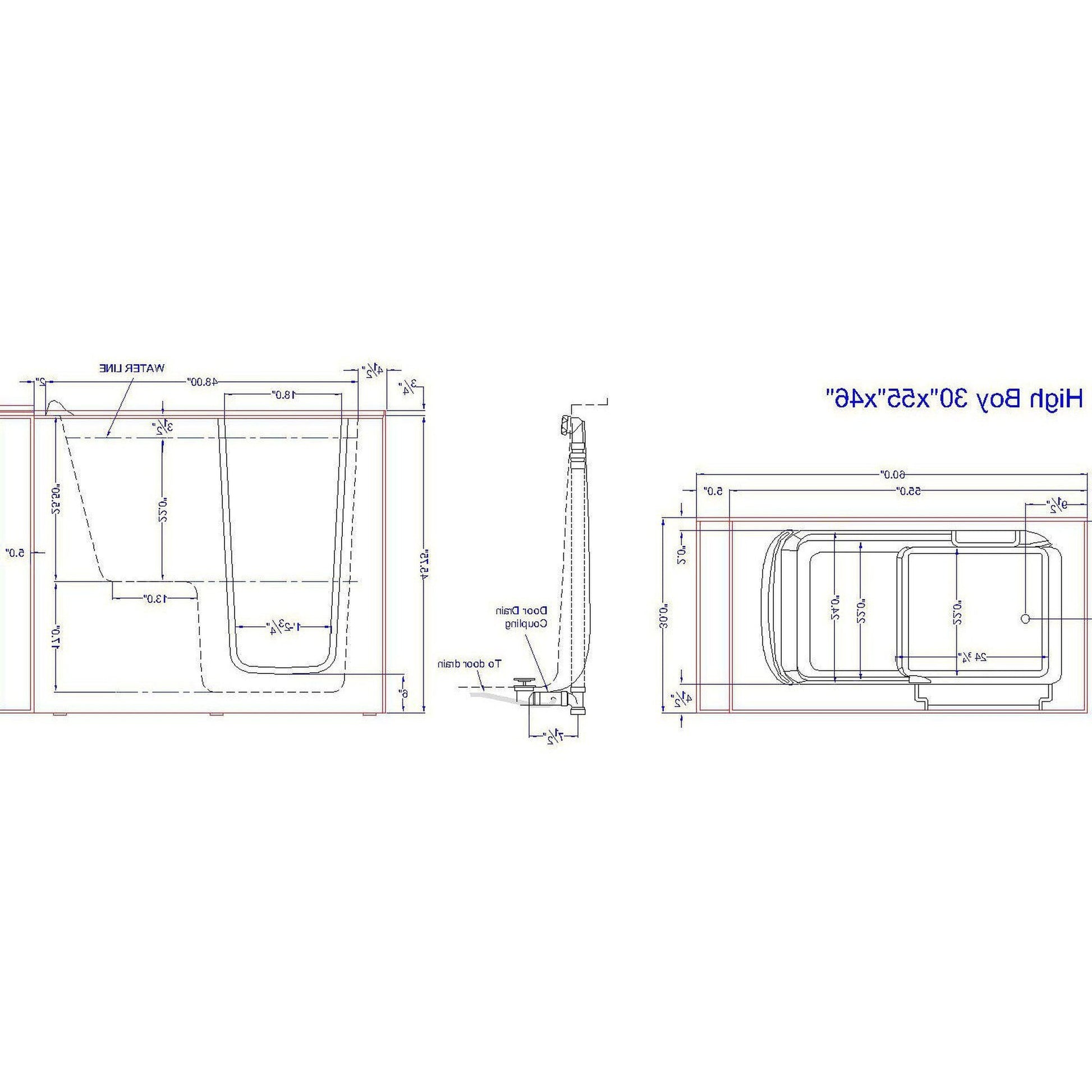 Mobility Bathworks 30"W x 55"L x 46"H Walk-In Right Hand Air Jetted Tub - White