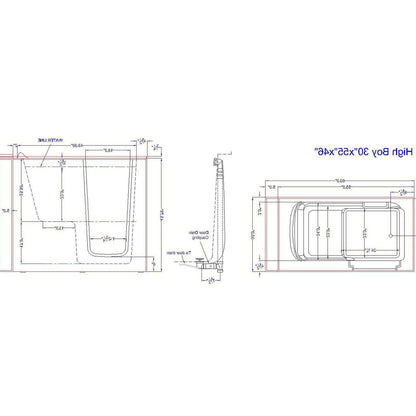 Mobility Bathworks 30"W x 55"L x 46"H Walk-In Right Hand Air Jetted Tub - White