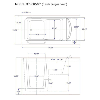 Mobility Bathworks 30"W x 60"L x 38"H Walk-In Left Hand Air Jetted Tub - White