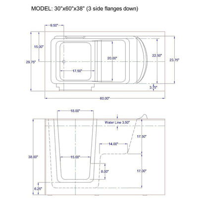 Mobility Bathworks 30"W x 60"L x 38"H Walk-In Left Hand Dual Jetted Tub - White
