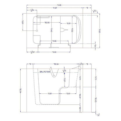 Mobility Bathworks 32"W x 52"L x 41"H Walk-In Left Hand Water Jetted Tub - White