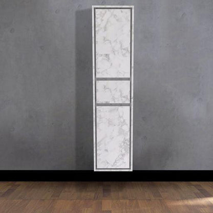Moreno Bath Sage 16" Marble White Wall-Mounted Linen Storage Cabinet