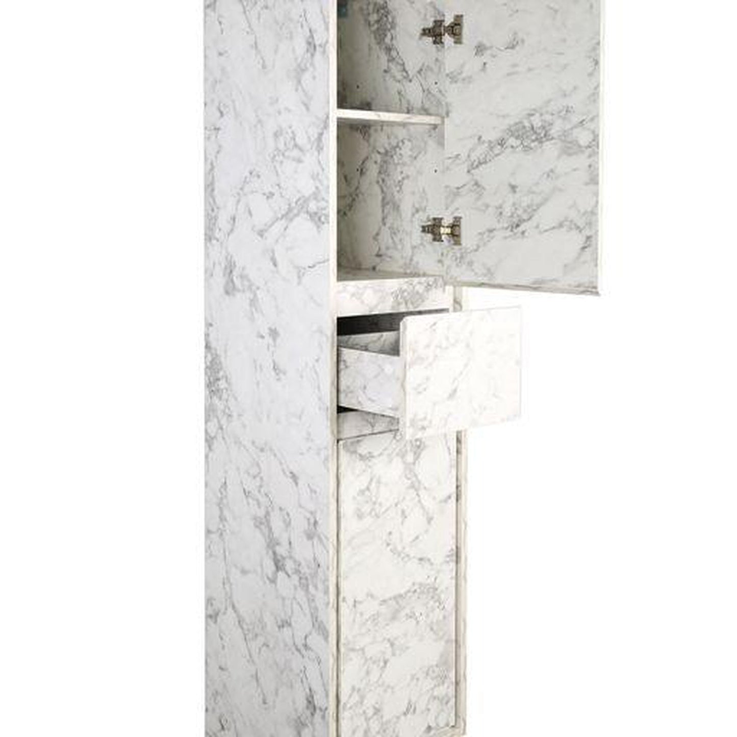 Moreno Bath Sage 16" Marble White Wall-Mounted Linen Storage Cabinet