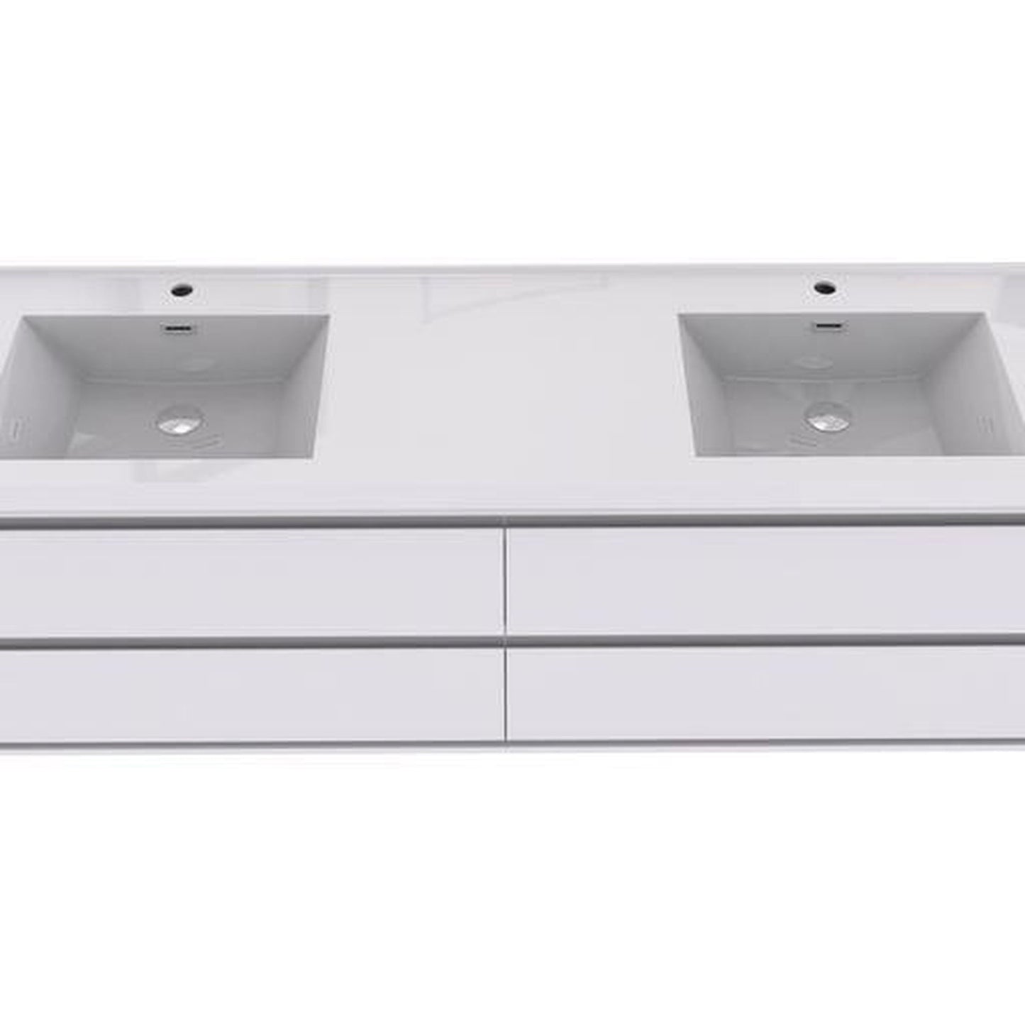 Moreno Bath Sage 72" 3-Piece High Gloss White Wall-Mounted Modern Vanity With Double Reinforced White Acrylic Sinks