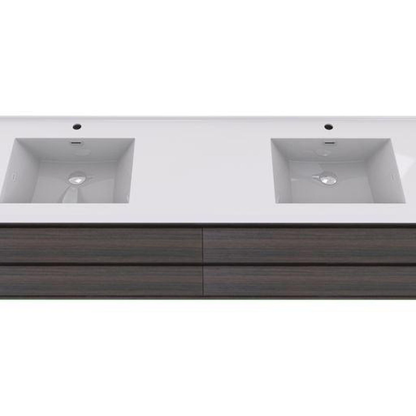 Moreno Bath Sage 72" Dark Gray Oak Wall-Mounted Modern Vanity With Double Reinforced White Acrylic Sinks