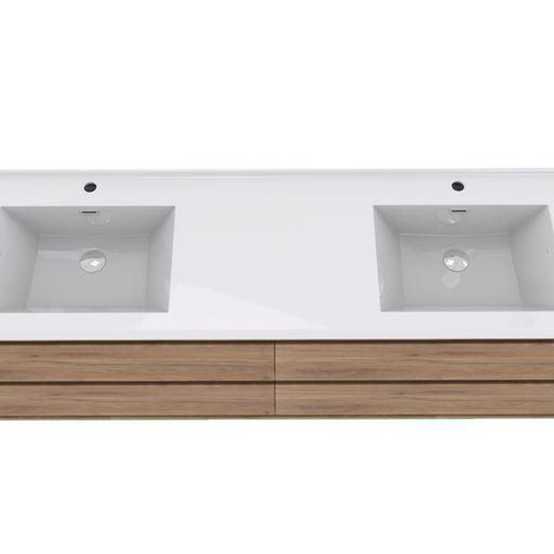 Moreno Bath Sage 72" White Oak Wall-Mounted Modern Vanity With Double Reinforced White Acrylic Sinks