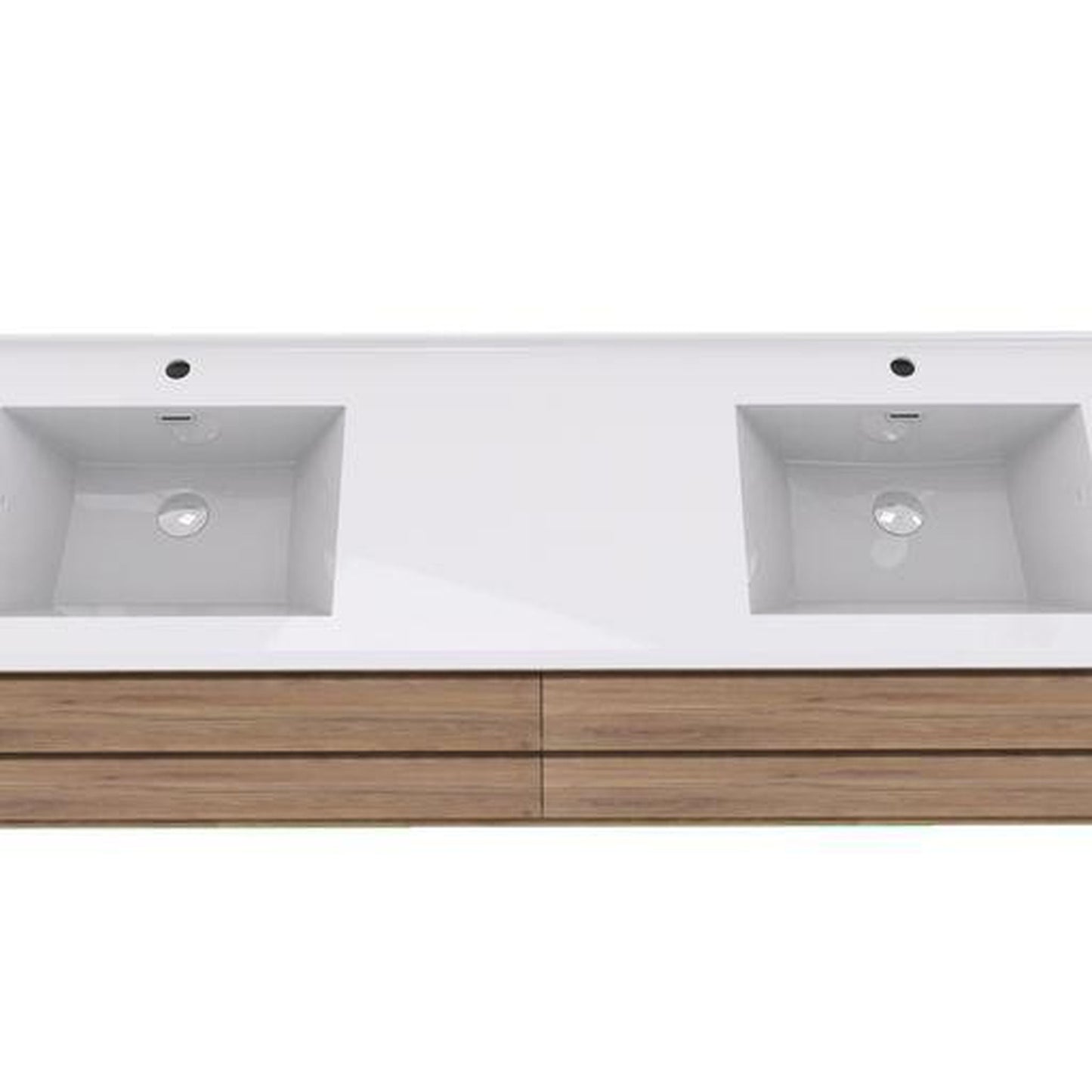 Moreno Bath Sage 72" White Oak Wall-Mounted Modern Vanity With Double Reinforced White Acrylic Sinks
