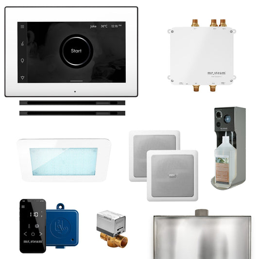 MrSteam Bliss Max 24" Linear Programmable Steam Generator Control Kit With iSteamX Control and Linear Steamhead in White Matte Black