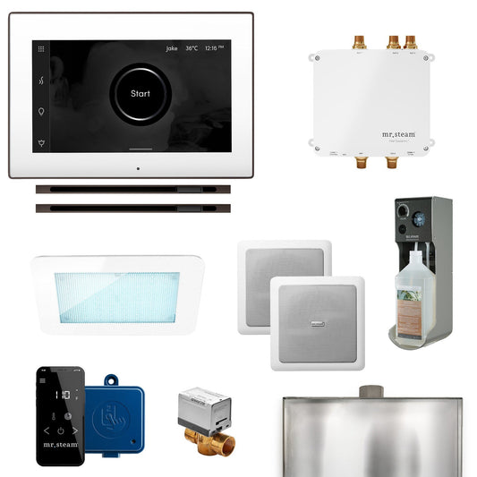 MrSteam Bliss Max 24" Linear Programmable Steam Generator Control Kit With iSteamX Control and Linear Steamhead in White Oil Rubbed Bronze