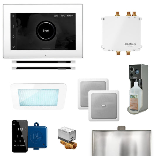 MrSteam Bliss Max 24" Linear Programmable Steam Generator Control Kit With iSteamX Control and Linear Steamhead in White Polished Chrome